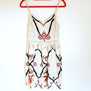 Embroidered Free People Garden Party mini dress Boho spaghetti strap womens 4